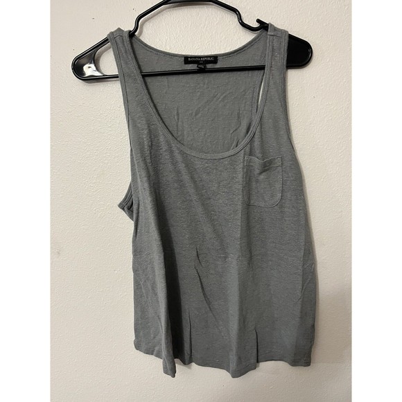 Banana Republic tank size XL Gray Solid Womens Blouse Pocket - Picture 1 of 6
